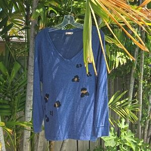 🖤 Maronie Blue Heather V-Neck Sweatshirt